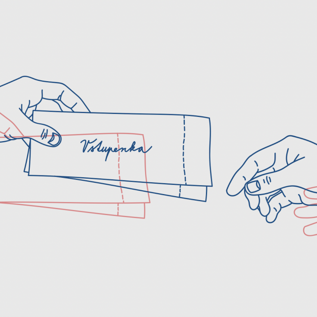 Grafika rúk držiacich vstupenky